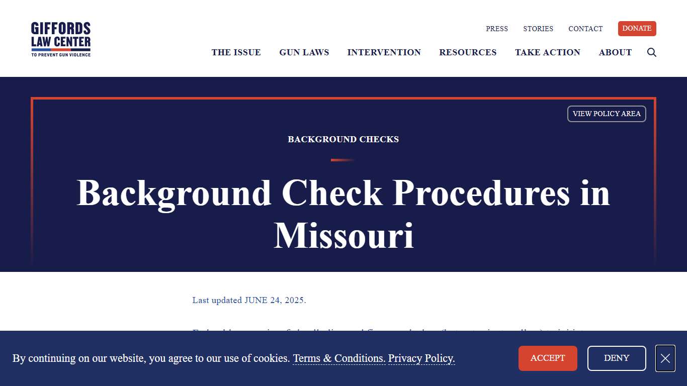 Background Check Procedure Laws in Missouri Giffords